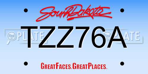 TZZ76A South Dakota License Plate