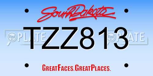 TZZ813 South Dakota License Plate