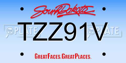 TZZ91V South Dakota License Plate