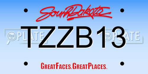 TZZB13 South Dakota License Plate