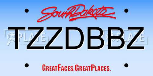TZZDBBZ South Dakota License Plate