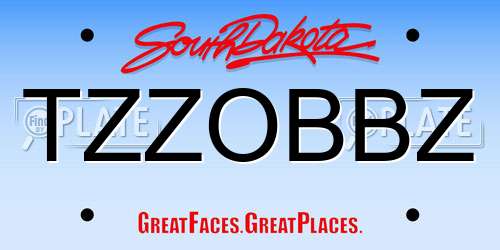TZZOBBZ South Dakota License Plate