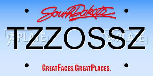 TZZOSSZ South Dakota License Plate