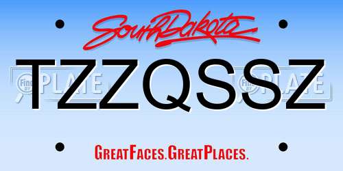 TZZQSSZ South Dakota License Plate