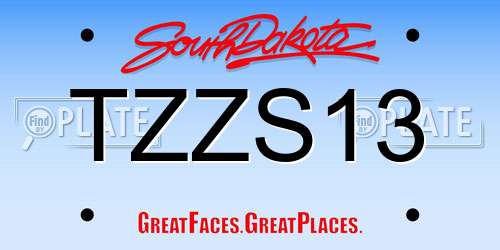 TZZS13 South Dakota License Plate