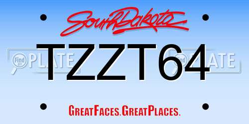 TZZT64 South Dakota License Plate
