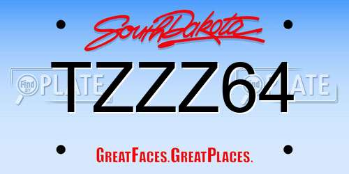 TZZZ64 South Dakota License Plate