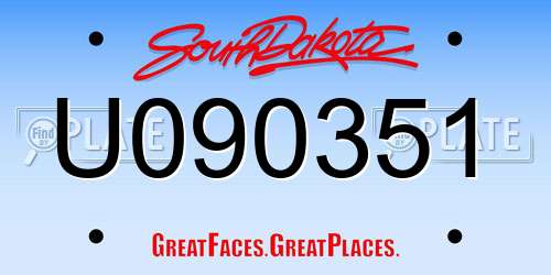 U090351 South Dakota License Plate