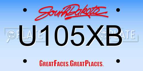 U105XB South Dakota License Plate