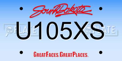 U105XS South Dakota License Plate