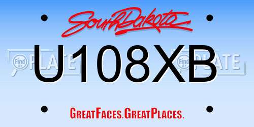 U108XB South Dakota License Plate