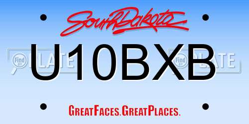 U10BXB South Dakota License Plate