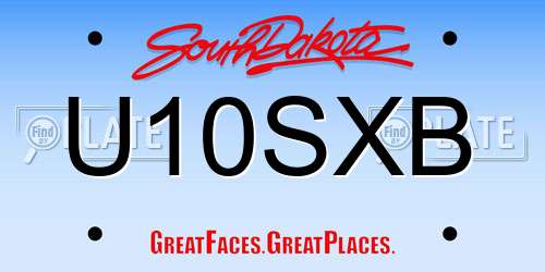 U10SXB South Dakota License Plate