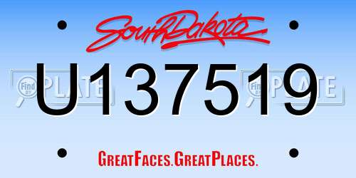 U137519 South Dakota License Plate