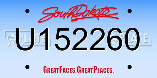 U152260 South Dakota License Plate