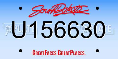 U156630 South Dakota License Plate