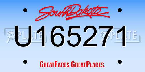 U165271 South Dakota License Plate