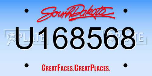 U168568 South Dakota License Plate