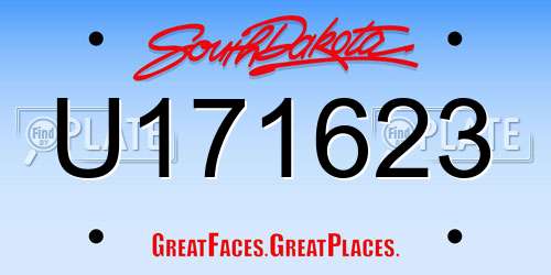U171623 South Dakota License Plate