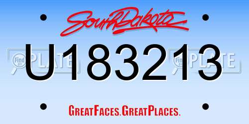 U183213 South Dakota License Plate