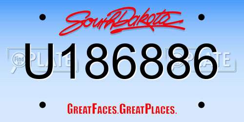 U186886 South Dakota License Plate
