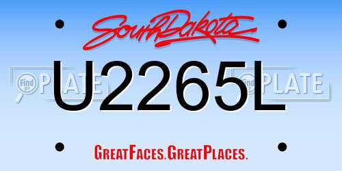 U2265L South Dakota License Plate