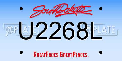 U2268L South Dakota License Plate