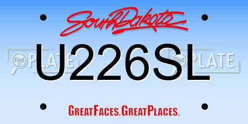 U226SL South Dakota License Plate