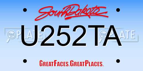 U252TA South Dakota License Plate