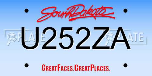 U252ZA South Dakota License Plate