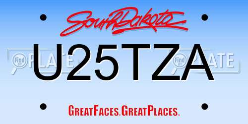 U25TZA South Dakota License Plate