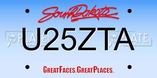 U25ZTA South Dakota License Plate