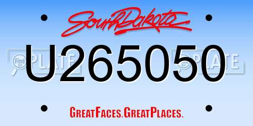 U265050 South Dakota License Plate