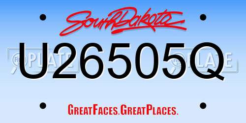 U26505Q South Dakota License Plate