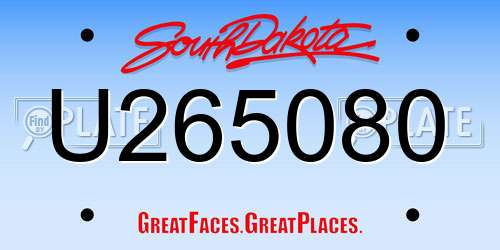 U265080 South Dakota License Plate