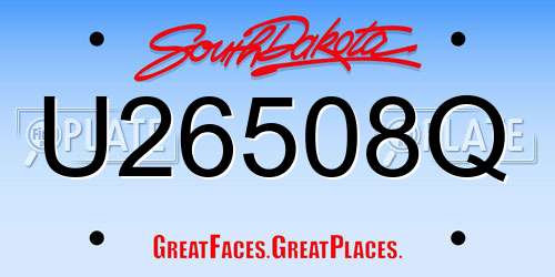 U26508Q South Dakota License Plate