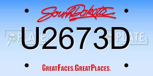 U2673D South Dakota License Plate