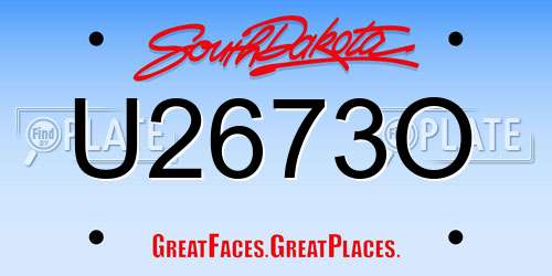 U2673O South Dakota License Plate
