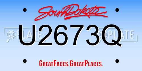 U2673Q South Dakota License Plate