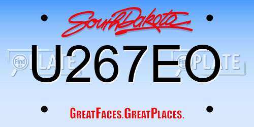 U267EO South Dakota License Plate