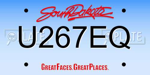 U267EQ South Dakota License Plate