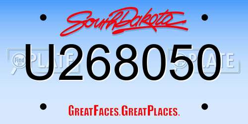 U268050 South Dakota License Plate