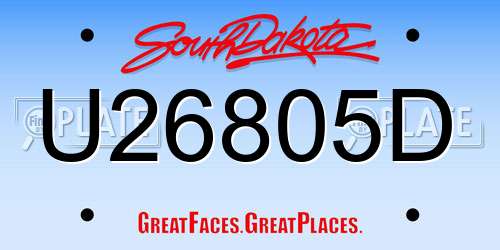 U26805D South Dakota License Plate