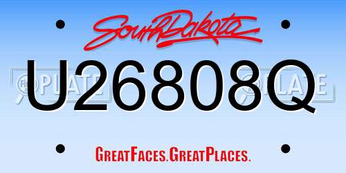 U26808Q South Dakota License Plate
