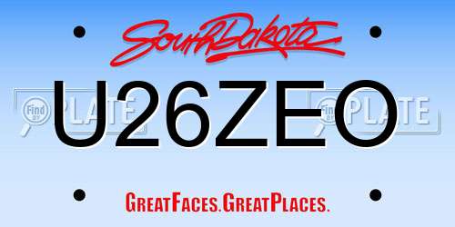 U26ZEO South Dakota License Plate