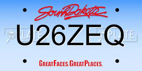 U26ZEQ South Dakota License Plate