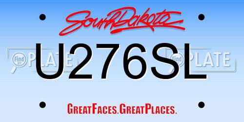U276SL South Dakota License Plate
