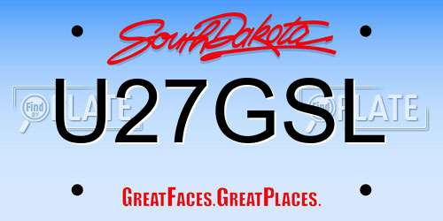 U27GSL South Dakota License Plate