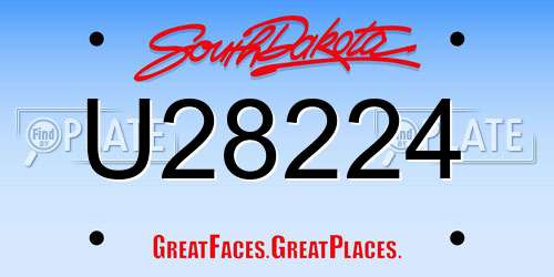 U28224 South Dakota License Plate