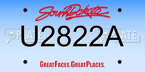 U2822A South Dakota License Plate